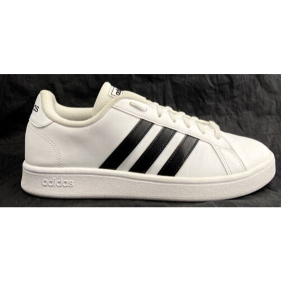 Adidas Grand Court White Leather 3-Stripe Lace Up Men’s Shoes Size 8.5 - Picture 5 of 10